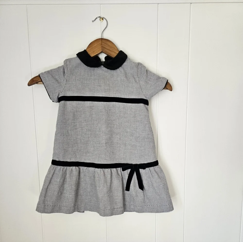 Vintage LULI & ME Houndstooth Peter Pan Collar Drop Waist Toddler Dress